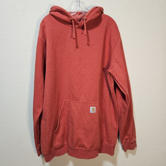 Carhartt Men Loose Fit Midweight Logo Sleeve Graphic Hoodie XL Tall Workwear Red - Picture 2 of 15